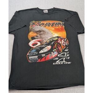 Vintage NASCAR Shirt Mens XL Mark Martin Eagle One Racing Car All Over Print 90s